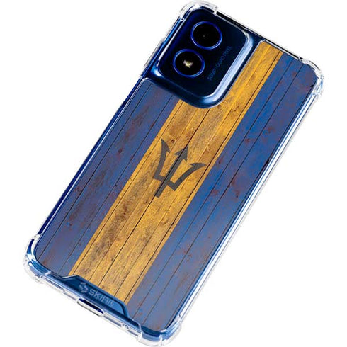 Barbados Flag Dark Wood Moto G Play 4G (2024) Clear Case